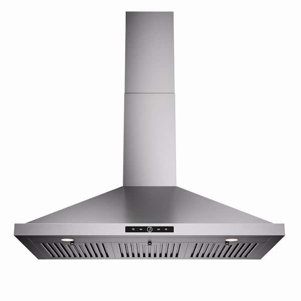 36 in. 560 CFM Ductless Convertible Wall Mount Range Hood in Stainless Steel with LED Lighting, Filter and Touch Control