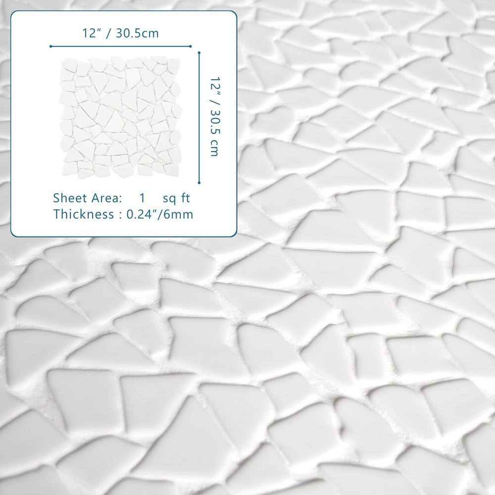 12" x 12" White Recycled Glass Pebble Mosaic Tile