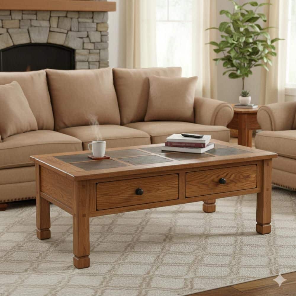 Benjara 28 in. Brown Rectangle Wood Coffee Table with Lower Shelf
