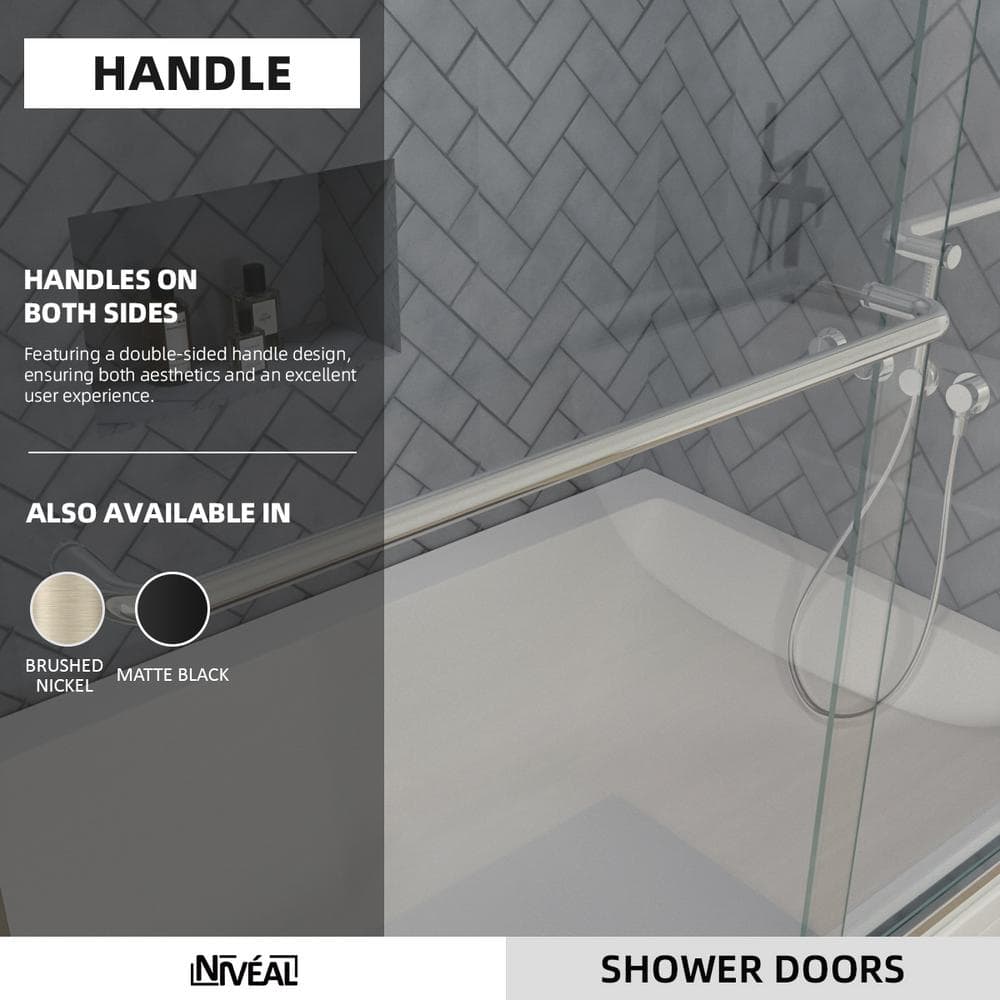 60'' Chrome Semi Frameless Sliding Tub Door with Clear Glass