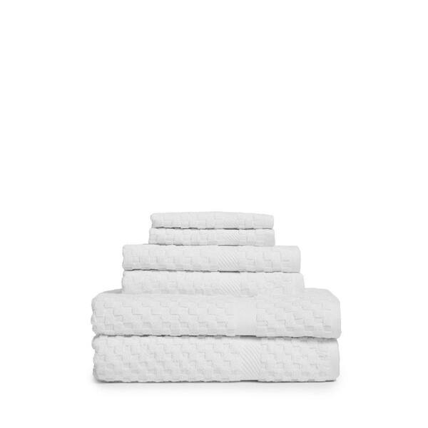 Lintex Waffle 6-Piece White Solid Bath Towel Set