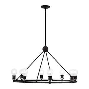 Lansdale 8-Light Black Wagon Wheel Chandelier with Brushed Nickel Accents