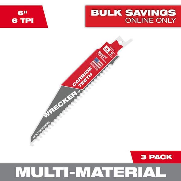 6 in. 6 TPI WRECKER Carbide Teeth Multi-Material Cutting SAWZALL Reciprocating Saw Blades (3-Pack)