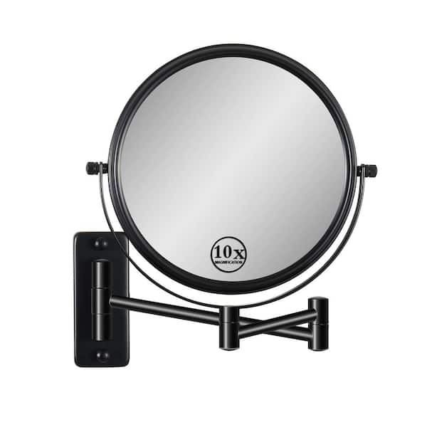 16.8 in. W x 12 in. H Round Magnifying Wall Bathroom Makeup Mirror in Matte Black