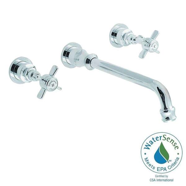 Elizabethan Classics Wiltshire 8 in. 2-Handle Wall-Mount Low-Arc Vessel Filler Faucet in Satin Nickel