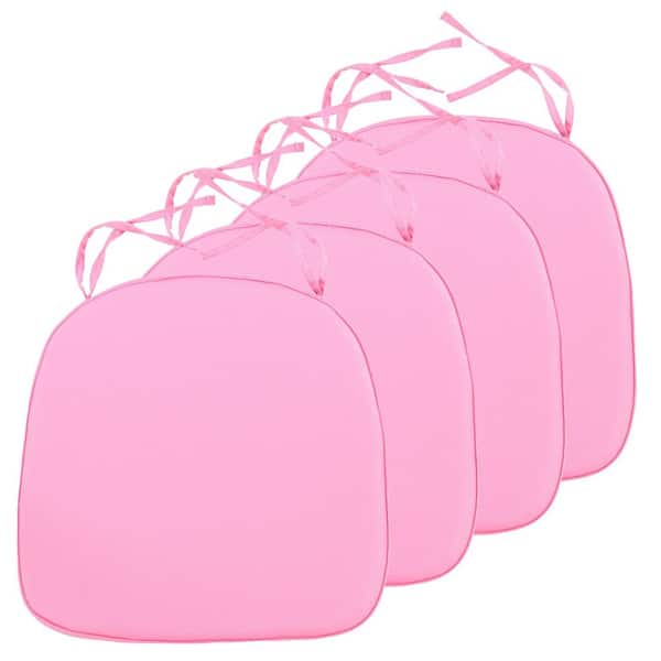 Leisuremod Modern Soft Comfortable Dining Chair Cushion Pads With Ties in Pink Set of 4