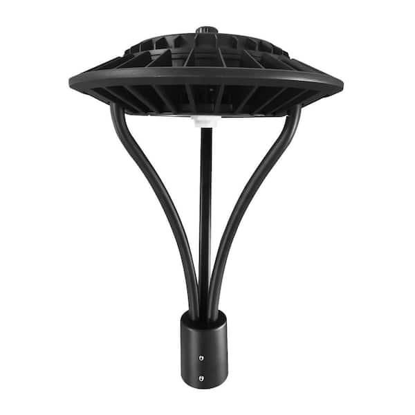 LEDone Selectable Wattage 1-Light Black Aluminum Motion Sensing Hardwired Outdoor Resistant Post Light with Integrated LED