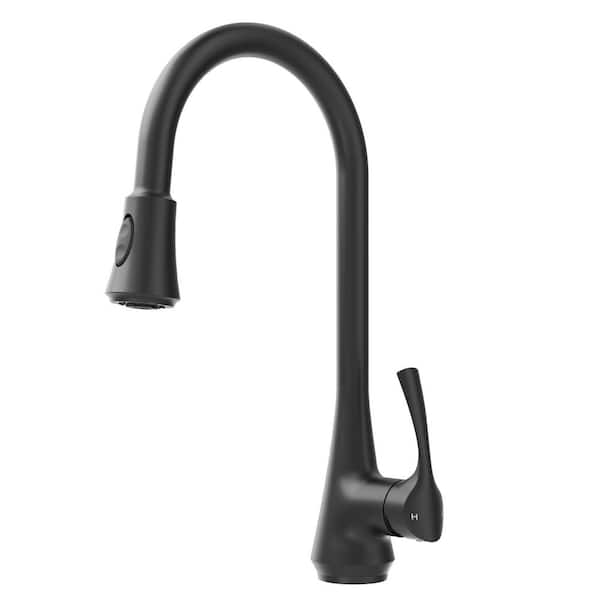 18.3 in. H Stainless Steel 1-Handle 2-Spray Pull Down Sprayer Kitchen Faucet with 360° Swivel in Matte Black