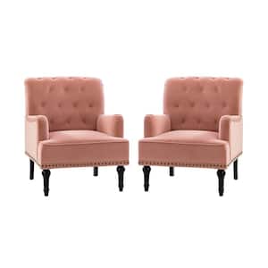 Enrica Pink Armchair with Nailhead Trim (Set of 2)