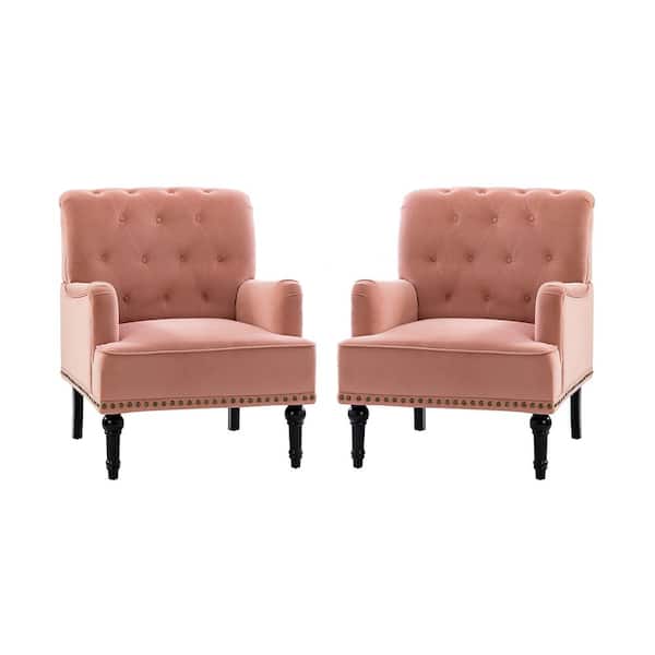 JAYDEN CREATION Enrica Pink Armchair with Nailhead Trim (Set of 2)