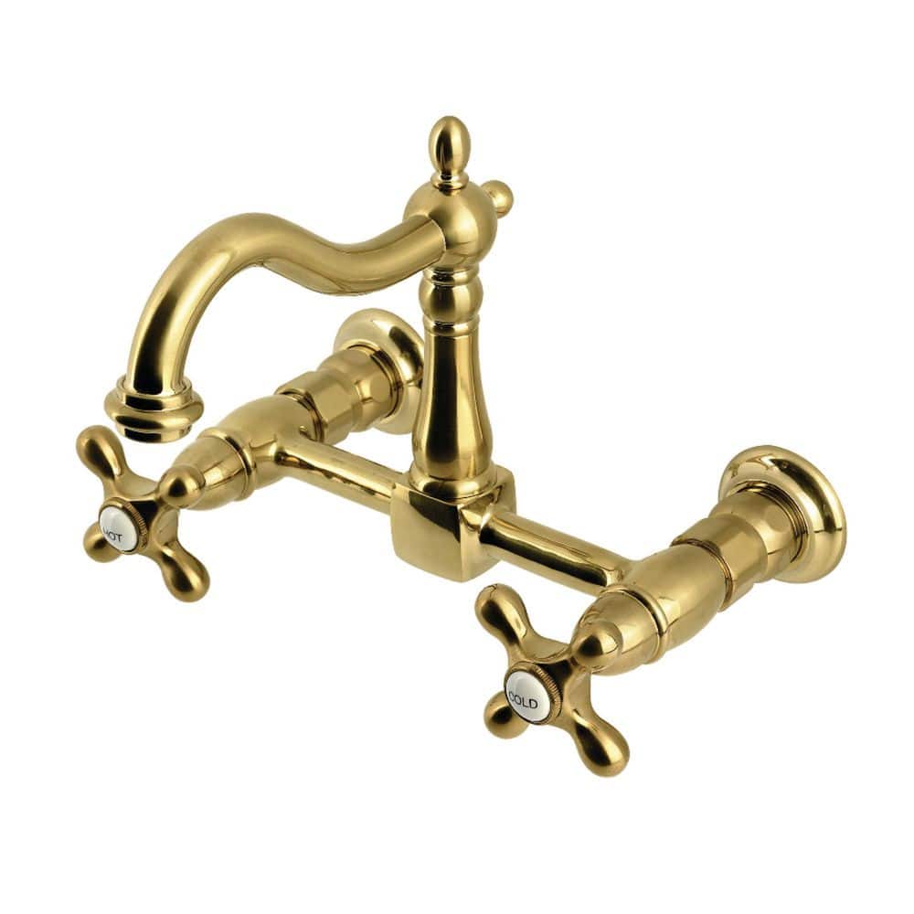 Heritage 2-Handle Wall-Mount Standard Kitchen Faucet in Brushed Brass price history on PriceWatchPro
