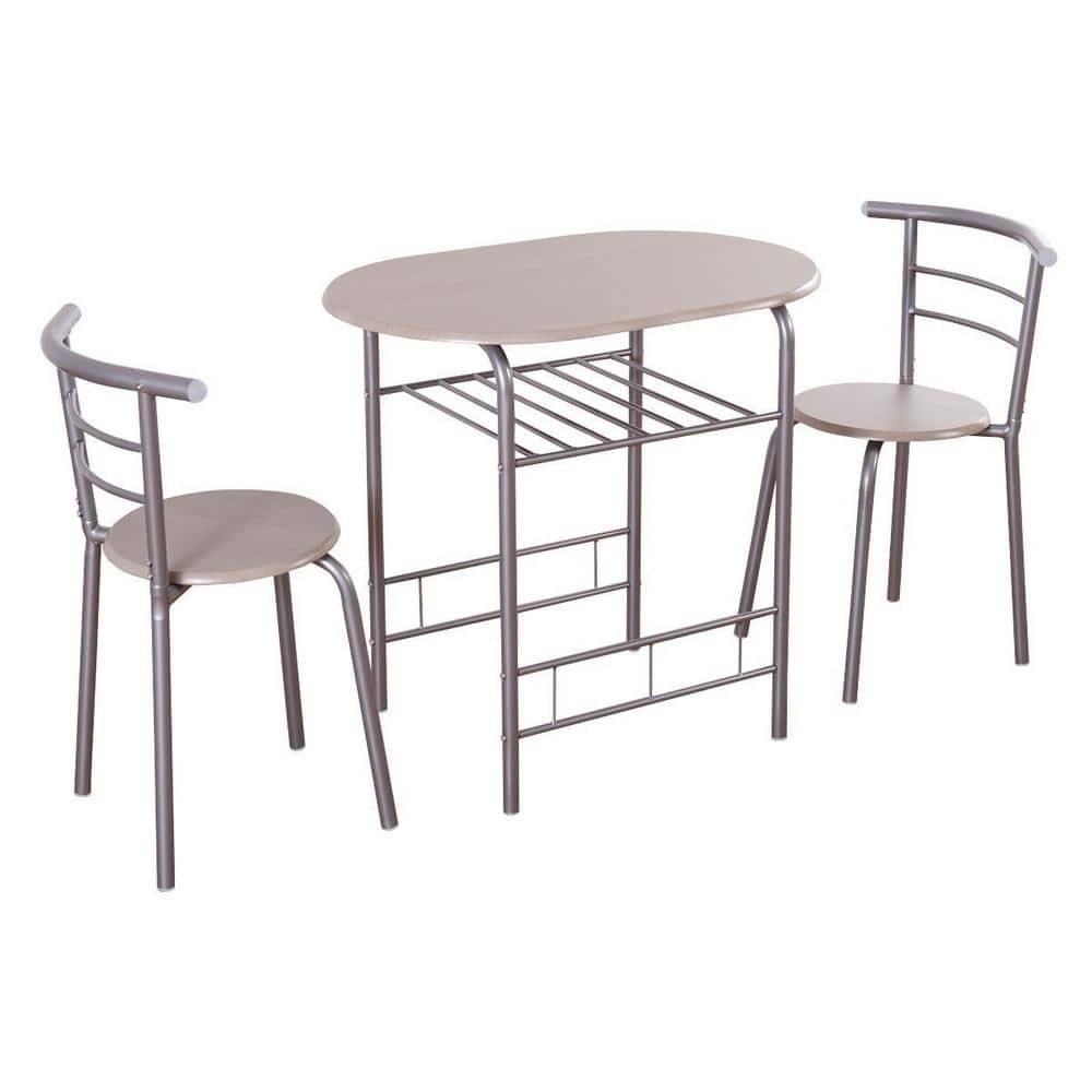Boyel Living 3-Piece Gray Purple Dining Set Bistro Table Set with ...