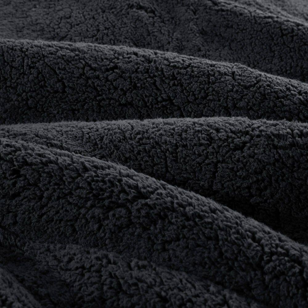 Charcoal King Velvet Reversible Comforter Set with Sherpa