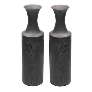 26 in. Metal Vases in Black (Set of 2)