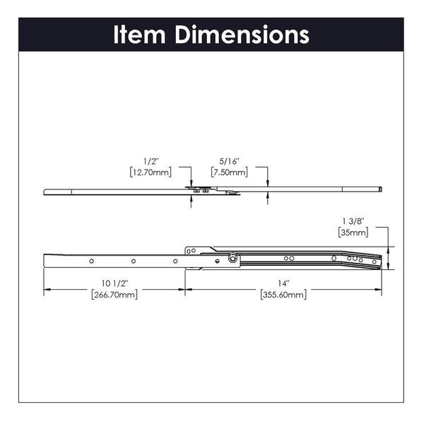 14 in. Side Mount Euro Drawer Slide (1-Pack)