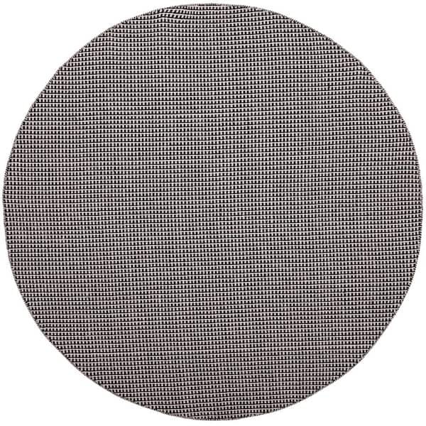 Montauk Ivory/Black 6 ft. x 6 ft. Round Solid Area Rug