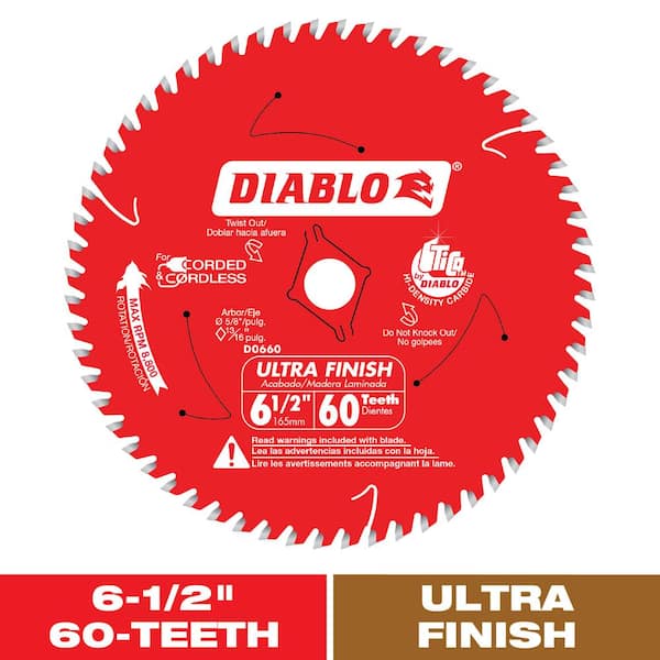 DIABLO 6-1/2in. x 60-Tooth Ultra Finish Circular Saw Blade for Wood