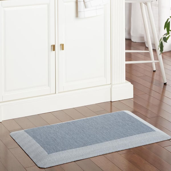 Mira Modern Heathered Blue 19.6 in. x 32 in. Anti Fatigue Kitchen Mat