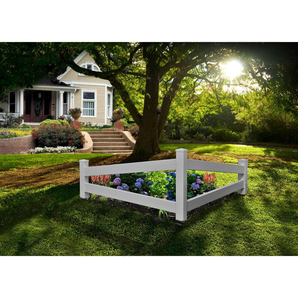 Vita 3 ft x 5 ft White Vinyl Split Rail Corner Fence