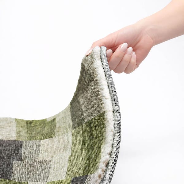 Dream Shag Premium Machine Washable Abstract ADS659 Olive 9 ft. x 12 ft. Area Rug