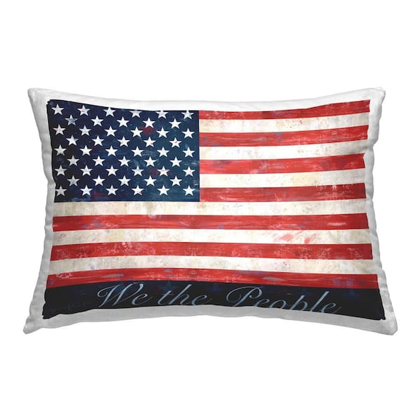 We The People Flag Red Striped Polyester 14 in. x 20 in. Throw Pillow