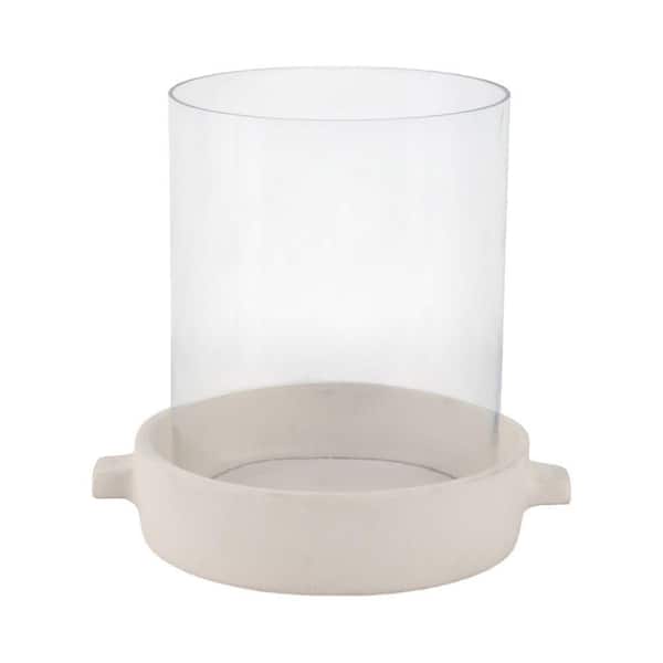 10 in. White Ceramic Hurricane Pillar Holder
