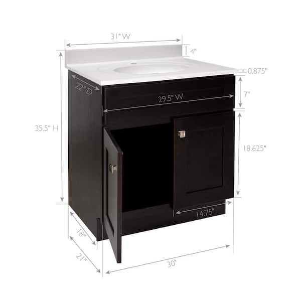 Brookings 31 in. Single Sink Espresso Bath Vanity with Cultured Marble White Vanity Top Unassembled