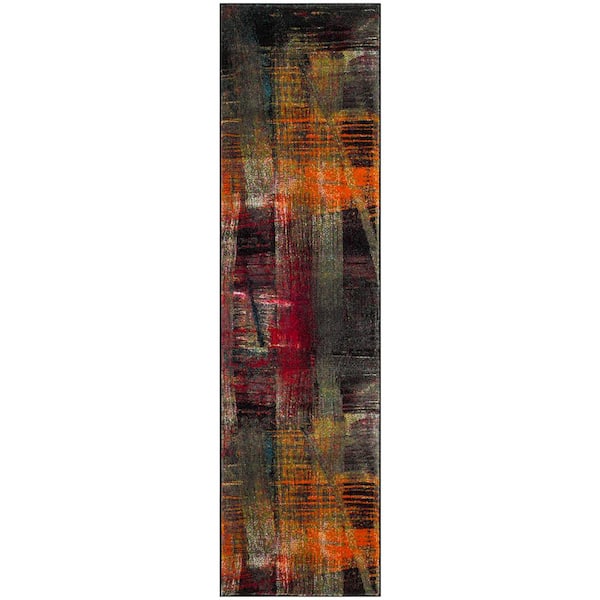 Porcello 2 ft. x 12 ft. Multi Overdyed Abstract Runner Rug