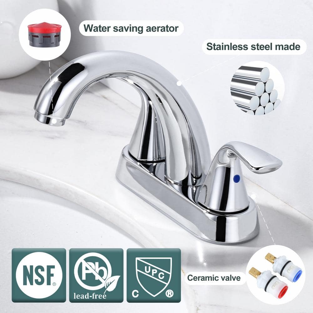 Chrome 4 in. Centerset Double Handle High Arc Bathroom Faucet