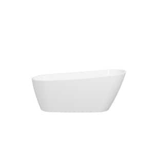 66.5 in. x 29.7 in. Oval Acrylic Freestanding Soaking Bathtub with Pop-up Drain and PVC Drainpipe in Glossy White