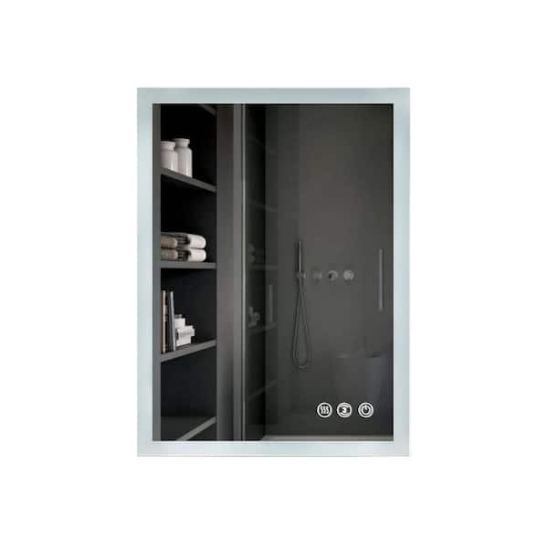 Maincraft 36 in. W x 24 in. H Rectangular Frameless Anti-Fog Wall Mounted LED Light Bathroom Vanity Mirror in Silver