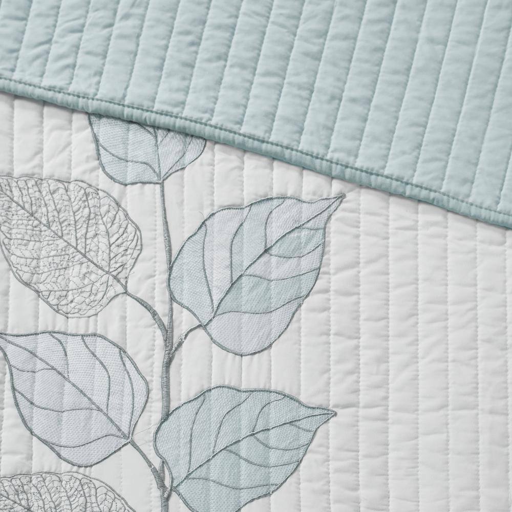 Organic Blue Microfiber Reversible King Quilt Set