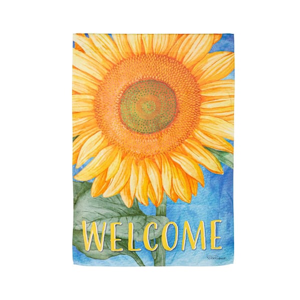 Evergreen Enterprises 2-1/3 ft. x 3-2/3 ft. Welcome Sunflower Suede House Flag