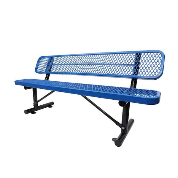 Unbranded Blue 72.41 in. W x 23.2 in. L x 32.5 in. H Outdoor Carbon steel Bench with Backrest