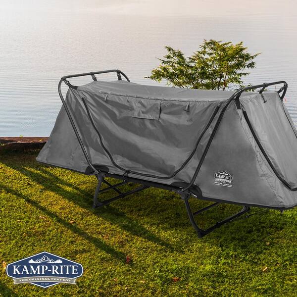 Kamp-Rite Original Tent Cot Folding Camping and Hiking Bed for 1 Person in  Gray KAMPTC247 - The Home Depot