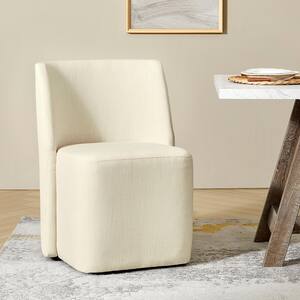 Warner Linen Modern Armless Dining Chair with Wheels