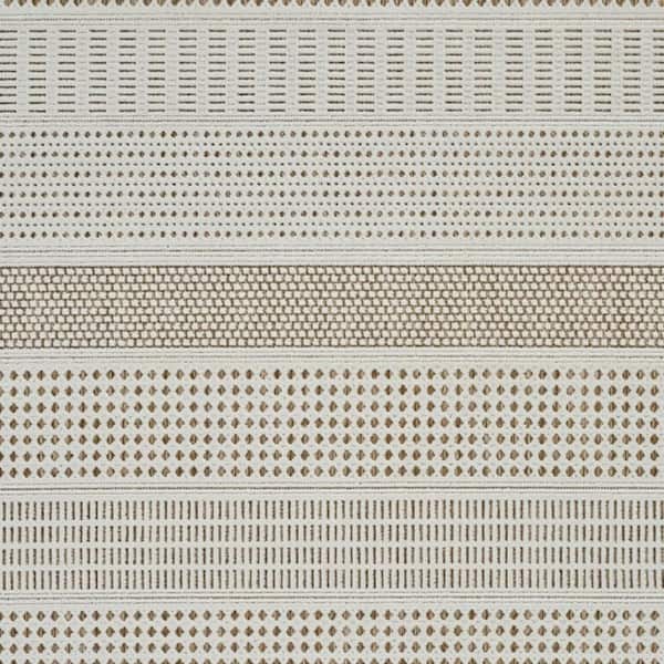 Beige, Brown 6 ft. x 9 ft. Woven Geometric Polypropylene Rectangle Indoor/Outdoor Area Rug