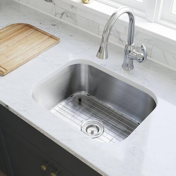 MR Direct Stainless Steel 23 in. Single Bowl Undermount Kitchen Sink with White SinkLink and additional accessories