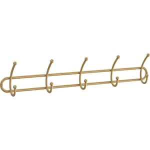 27 in. Satin Gold Wire Coat and Hat Hook Rack with 35 lb. Load Capacity