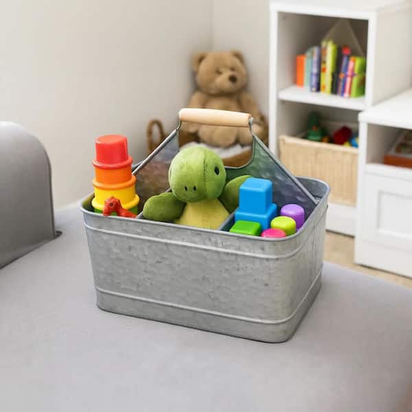 Spacious Metal 1-Piece Gray Carry-All Serve Ware with Wooden Handle