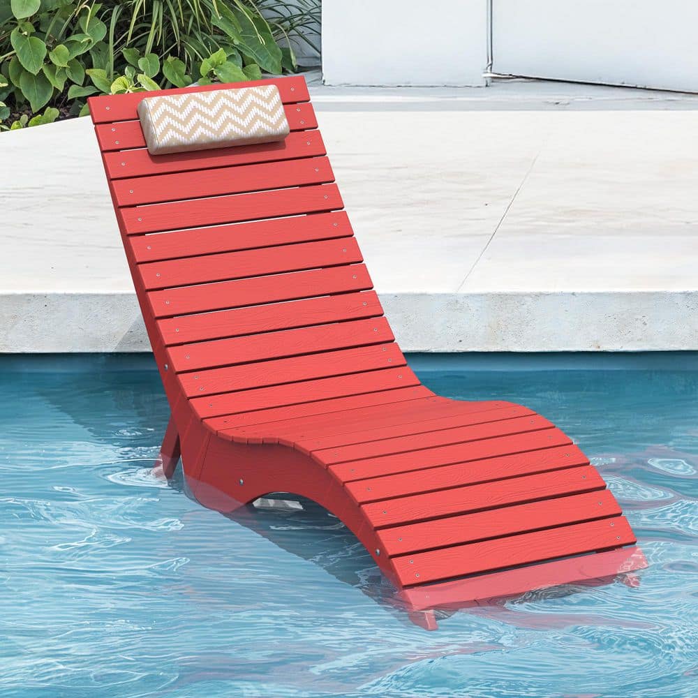 Salina Premium Recycled Plastic Red Outdoor Chaise Lounges Ply Patio Lounge Chair with Headrest and Weighted Sandbag price history on PriceWatchPro