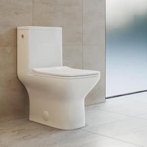 Carre 1-piece 1.1/1.6 GPF Dual Touchless Flush Elongated Toilet in White