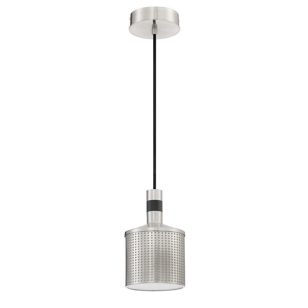 AXIS 1 Light Satin Nickel/Black Tubed Pendant LightSatin Nickel/Black Metal Shade -  Kendal Lighting, PF110-SN/BLK