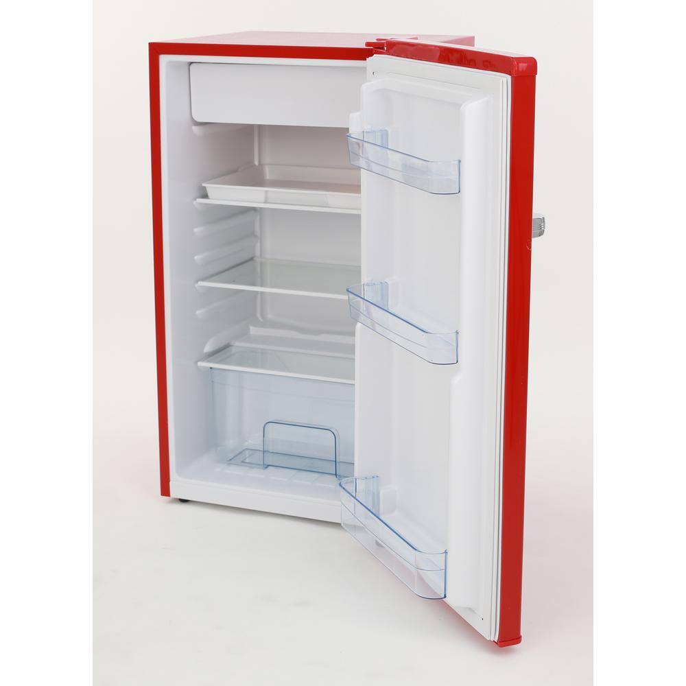 Retro Red Compact Mini Refrigerator with Glass Shelves, 3.1 Cu. Ft.