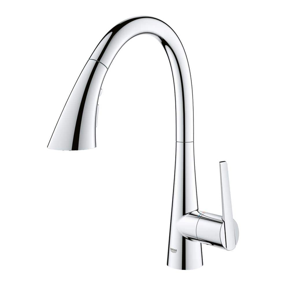 Chrome Single-Handle Pull-Down Kitchen Faucet with Triple Spray