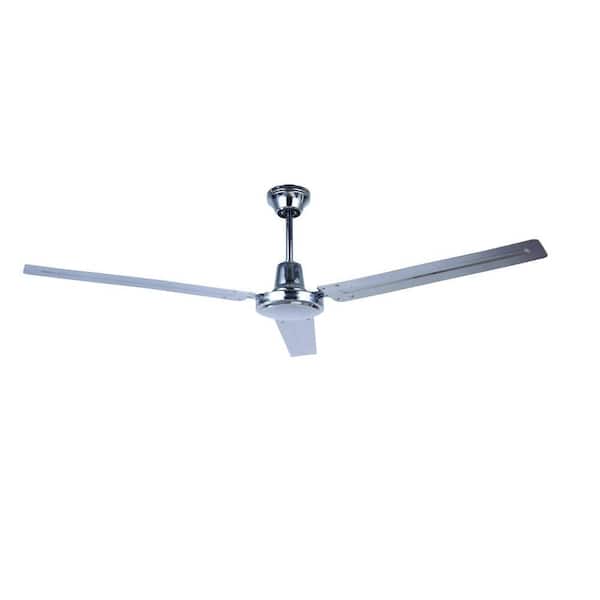 Unbranded 56 in. Indoor Chrome Industrial Fan with 3 Metal Blades and 4-Speed Wall Control