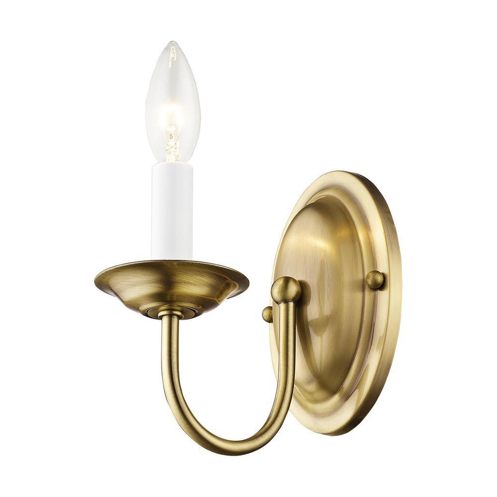 Home Basics Antique Brass Traditional Wall Sconce - 7" Height