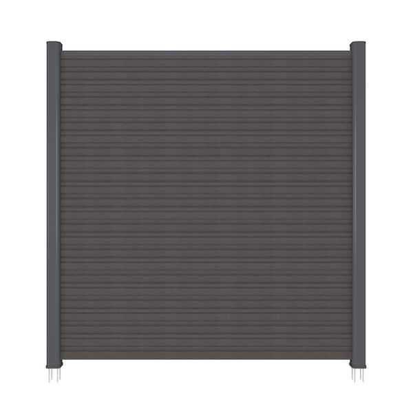 UltraEasy Hybrid Enclosures 6 ft. x 6 ft. Argentinian Silver Gray Composite Horizontal Fence Panel Kit with Gray Frame