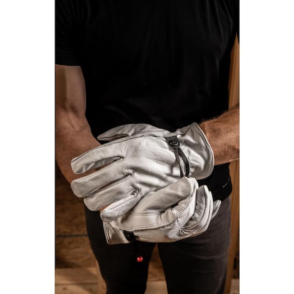 True Grip Leather Work Gloves, Premium Cowhide, Men's Medium