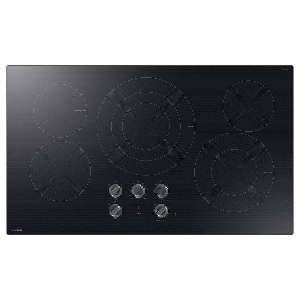 "36"" in. 5 Elements Glass Electric Cooktop in Black with Wi-Fi & Illuminated Knobs"